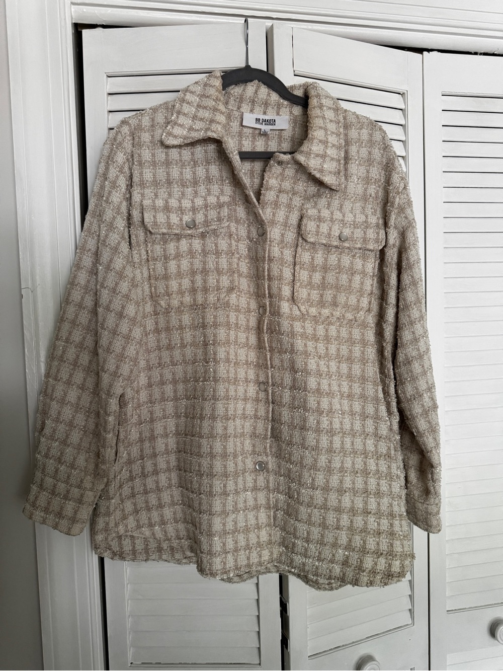 BB Dakota Beige Plaid Utility Shacket